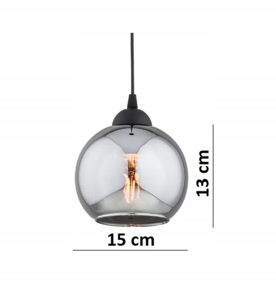 Deckenlampe 6-flammig Rauchglas Schwarz E27 L:70 cm