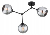 Deckenlampe 3-flammig Rauchglas Schwarz E27 L:70 cm