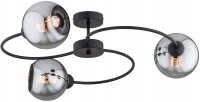 Deckenlampe Rauchglas Schwarz 3-flammig E27 L:70 cm