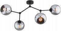 Deckenlampe 4-flammig Rauchglas Schwarz E27 L:80 cm