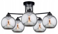 Deckenlampe 5-flammig Rauchglas Schwarz E27 B:80 cm