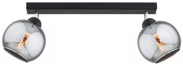 Deckenspot flexibel 2-flammig Rauchglas E27 L:40 cm