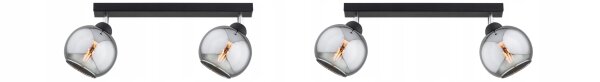 Deckenspot flexibel 2-flammig Rauchglas E27 L:40 cm