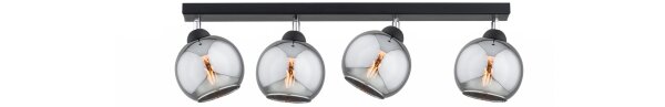 Deckenspot schwenkbar 4-flammig Rauchglas E27 L:60 cm