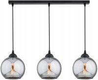H&auml;ngelampe Rauchglas Schwarz 3-flammig E27 L:60 cm