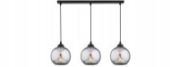 Hängelampe Rauchglas Schwarz 3-flammig E27 L:60 cm