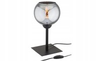 Tischleuchte Rauchglas Schwarz E27 H:30 cm blendarm
