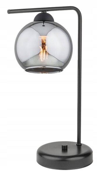 Tischleuchte Rauchglas Schwarz E27 H:30 cm elegant