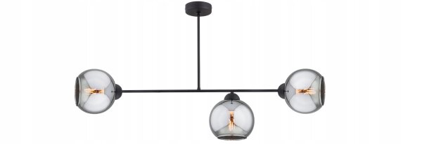 Deckenlampe 3-flammig Rauchglas Schwarz E27 L:80 cm