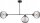 Deckenlampe 3-flammig Rauchglas Schwarz E27 L:80 cm