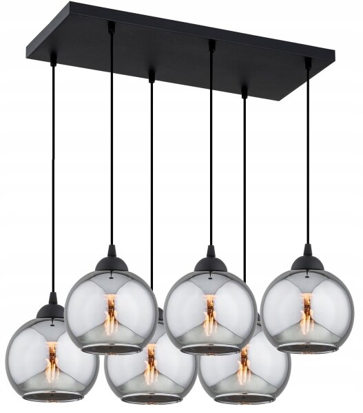 Hängelampe 6-flammig Rauchglas Schwarz E27 L:60 cm