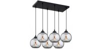 Hängelampe 6-flammig Rauchglas Schwarz E27 L:60 cm