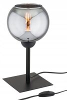 Tischleuchte Rauchglas Glas Schwarz E27 30 cm Modern