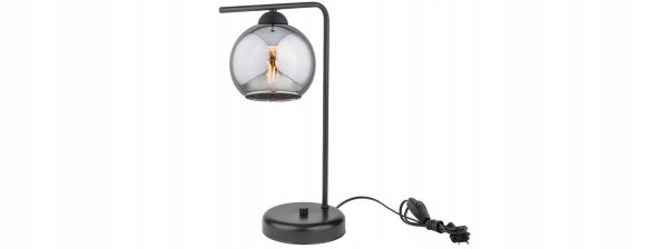 Tischleuchte Glas Metall Schwarz Rauchgrau E27 30 cm