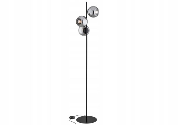 Stehlampe 3-flammig Rauchglas Glas Schwarz E27 B:30 cm