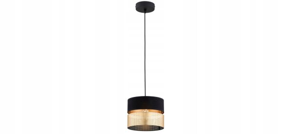 Pendelleuchte Schwarz Gold E27 B:20 cm Modern rund