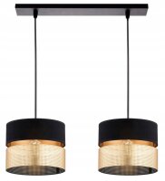 Pendelleuchte 2-flammig Schwarz Gold E27 L:50 cm Modern