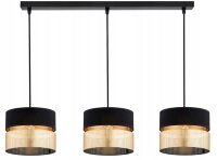 Pendelleuchte 3-flammig Schwarz Gold E27 L:70 cm Modern