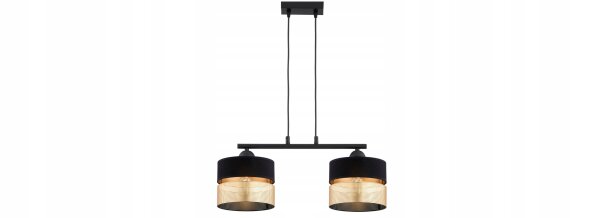Pendelleuchte Schwarz Gold 2-flammig E27 L:50 cm Modern