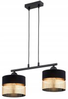 Pendelleuchte Schwarz Gold 2-flammig E27 L:50 cm Modern