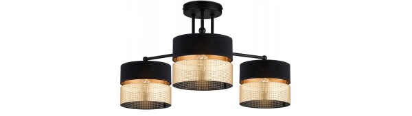 Deckenleuchte 3-flammig Schwarz Gold Modern E27 B:60 cm