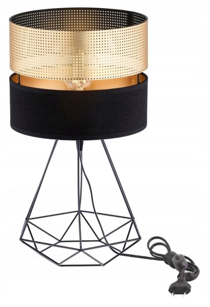Tischleuchte Draht Schwarz Gold Metall E27 38 cm Modern