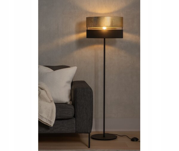 Stehlampe Tripod Schwarz Gold E27 H:150 cm Dreibein