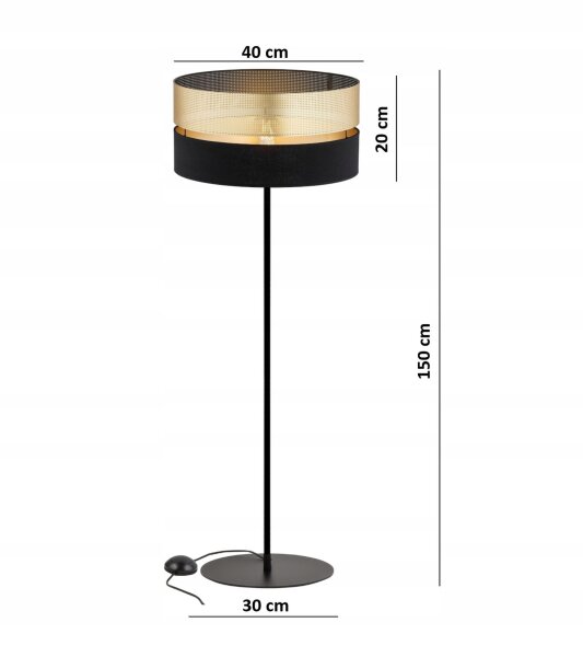 Stehlampe Tripod Schwarz Gold E27 H:150 cm Dreibein