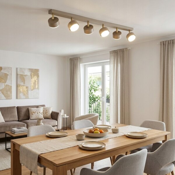 Deckenspot verstellbar 6-flammig GX53 L:80 cm Ecru Gold
