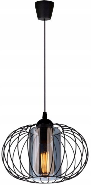 Pendelleuchte Glas Schwarz Draht E27 B:28 cm Modern