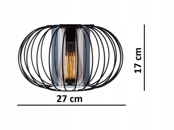 Pendelleuchte Glas Schwarz Draht E27 B:28 cm Modern