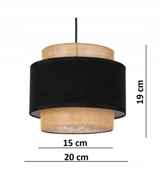 Pendelleuchte Stoff Schwarz Beige E27 B:20 cm blendarm