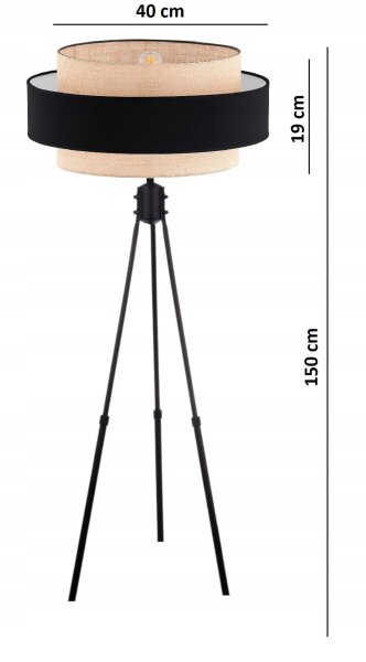 Stehleuchte Tripod Dreibein Stoff Schwarz E27 150 cm