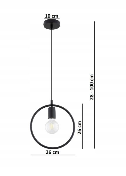 Pendelleuchte Schwarz E27 B:26 cm Modern dekorativ