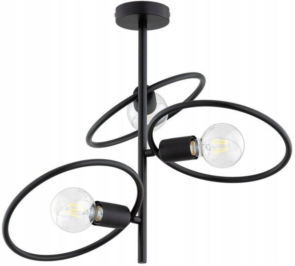 Deckenleuchte Schwarz Metall E27 B:40 cm Ringe Modern