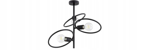 Deckenleuchte Schwarz Metall E27 B:40 cm Ringe Modern