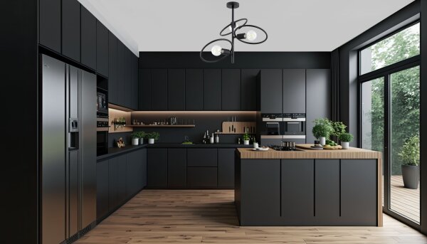 Deckenleuchte Schwarz Metall E27 B:40 cm Ringe Modern