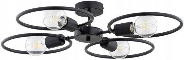 Deckenlampe 4-flammig Schwarz Metall E27 B:60 cm Modern