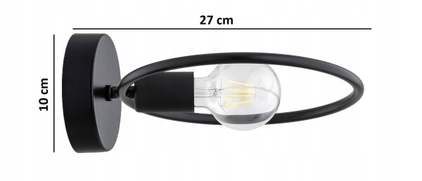 Wandleuchte Metall Schwarz Ring E27 B:26 cm Modern