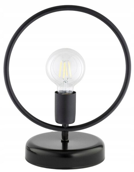 Tischleuchte Schwarz Metall E27 H:30 cm Ring Modern