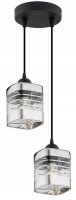 Pendelleuchte 2-flammig Glas Metall Silber E27 L:12 cm