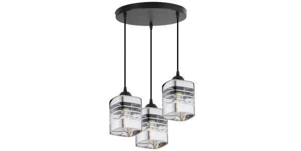 Pendelleuchte 3-flammig Glas Silber E27 L:30 cm rund