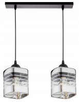 Pendelleuchte 2-flammig Glas Metall Silber E27 L:40 cm