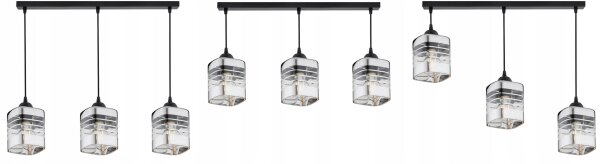 Pendelleuchte 3-flammig Metall Glas Silber E27 L:60 cm