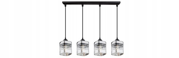 Pendelleuchte 4-flammig Glas Metall Silber E27 L:60 cm