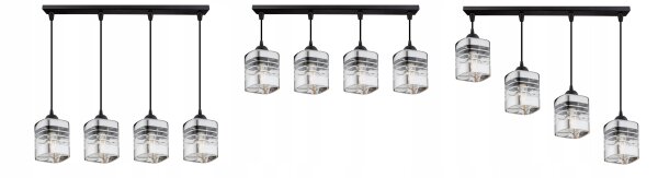 Pendelleuchte 4-flammig Glas Metall Silber E27 L:60 cm
