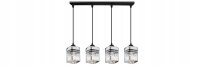 Pendelleuchte 4-flammig Glas Metall Silber E27 L:60 cm
