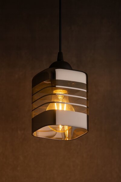 Pendelleuchte 6-flammig Metall Glas Silber E27 L:60 cm