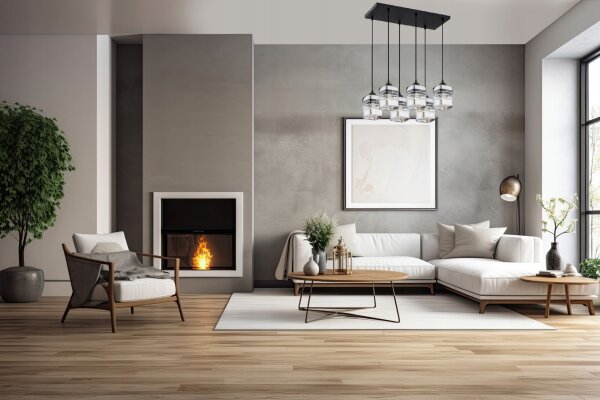 Pendelleuchte 6-flammig Metall Glas Silber E27 L:60 cm