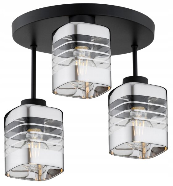 Deckenleuchte 3-flammig Glas E27 B:30 cm Metall Modern